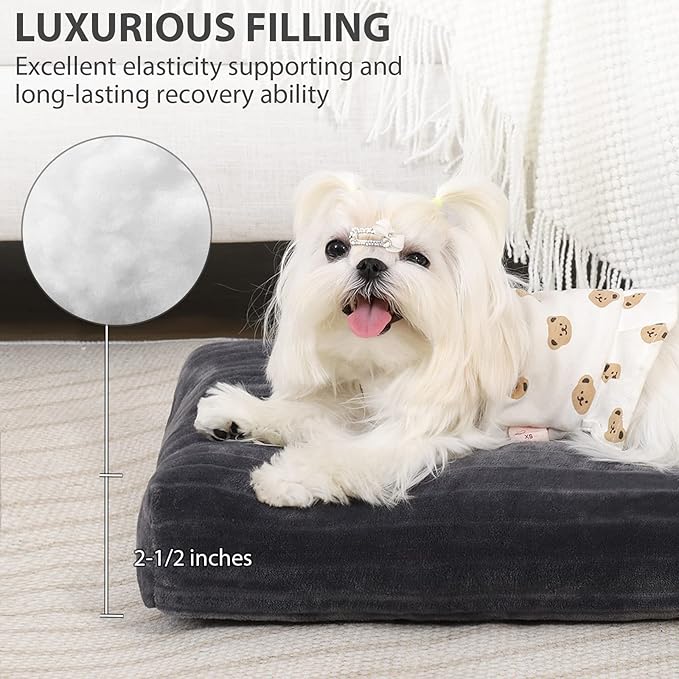 Dog Crate Bed Washable Dog Beds for Extra Small Dogs Deluxe Thick Flannel Fluffy Comfy Kennel Pad Anti-Slip & Anti-Scratch Pet Sleeping Mat 21 x 12 Inch,