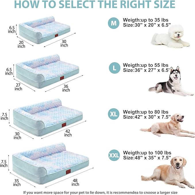 BFPETHOME Orthopedic Dog Beds for Large Dogs-Waterproof Sofa Dog Bed with Removable Washable Cover