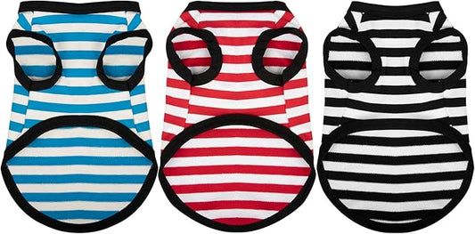 Paiaite 3 Pieces Dog Striped Shirt Light Color
