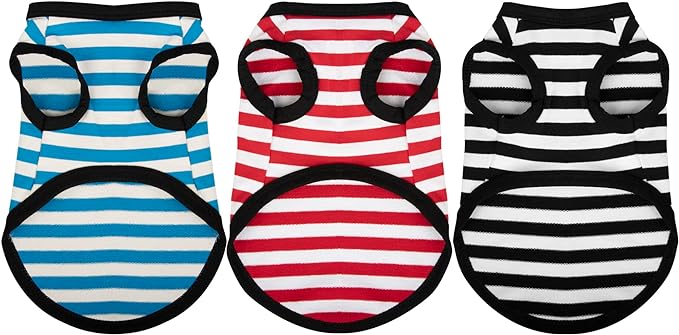 Paiaite 3 Pieces Dog Striped Shirt Light Color