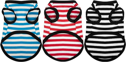 Paiaite 3 Pieces Dog Striped Shirt Light Color