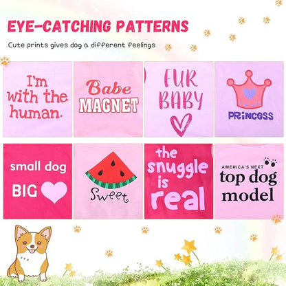 8 Pieces Pet Shirts Printed Puppy Shirts Soft Dog Shirt Pullover Dog T Shirts Cute Dog Sweatshirts Valentine's Day Puppy Girl Clothes Dog Outfits Small Dog for Pet Dogs Cats (Cute Pattern