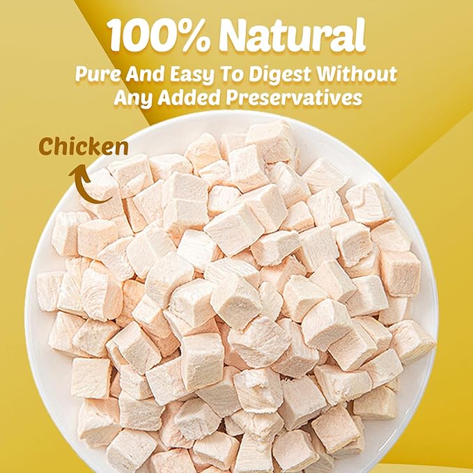 Freeze Dried Chicken Cube Cat & Dog Treats – Grain-Free, Healthy, High Protein Training Food – Also Great for Turtles, Ferrets & Small Animals Aquatic Turtle Food