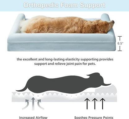 WNPETHOME Dog Beds for Large Dogs, Orthopedic Sofa Dog Bed Mat Pillow with Removable Waterproof Cover, Egg-Foam Dog Crate Bed for Medium Large Dogs