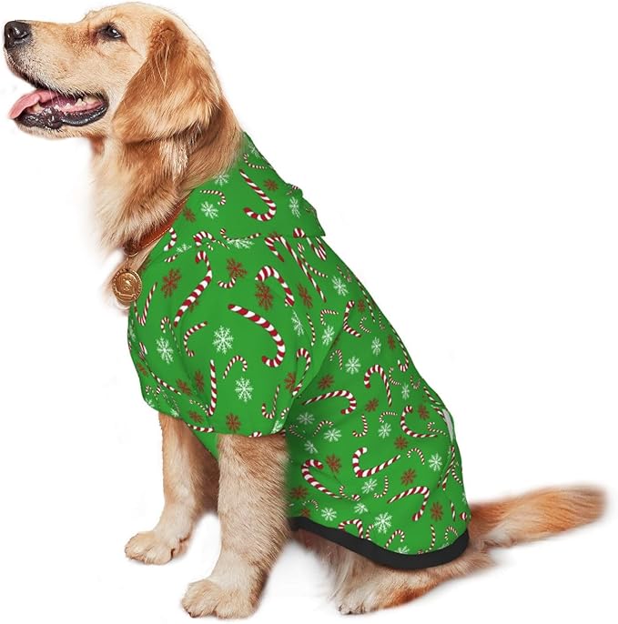 Green Candy Cane Dog Hoodie Cute Cow Black