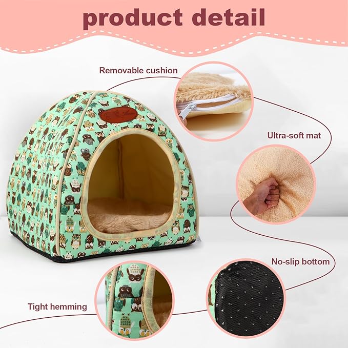 Cozy Guinea Pig Hideout Bed Soft Fleece Material Removable Cushion Washable and Dryer Friendly Perfect Cage Accessories for Rabbits Hamsters Hedgehogs