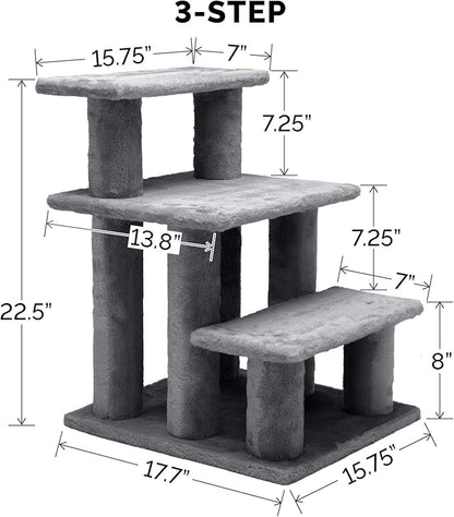 Furhaven Steady Paws Multi-Step Pet Stairs for High Beds & Sofas 3-Step
