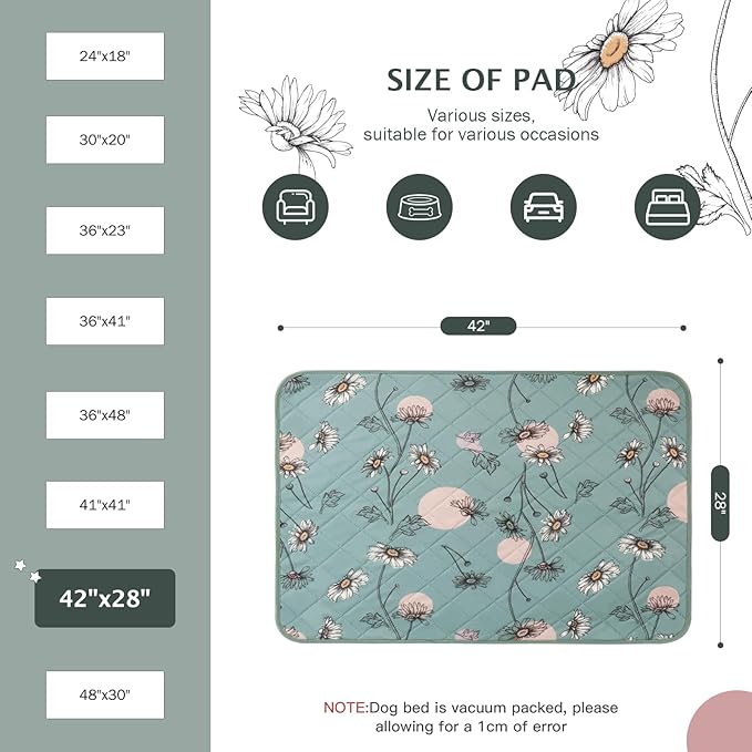 IEUUMLER Washable Pee Pads for Dogs 2 Pack EU007 (Green 42"X28"-2pcs)