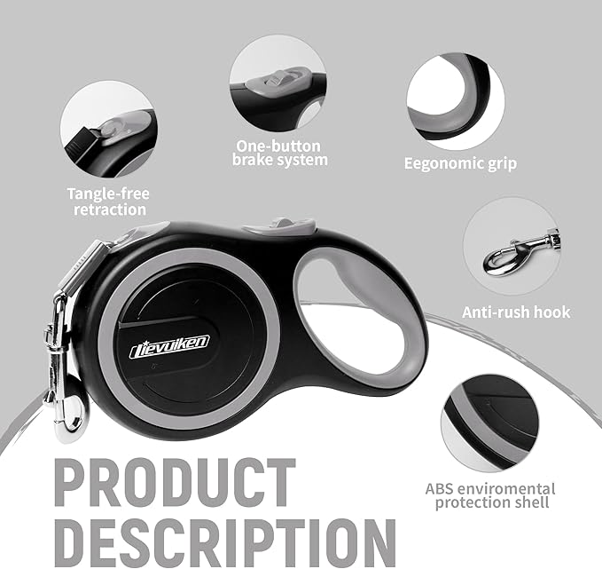 16 FT Retractable Dog Leash with No Tangle for Dog up to 44lbs