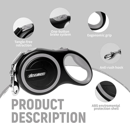 16 FT Retractable Dog Leash with No Tangle for Dog up to 44lbs