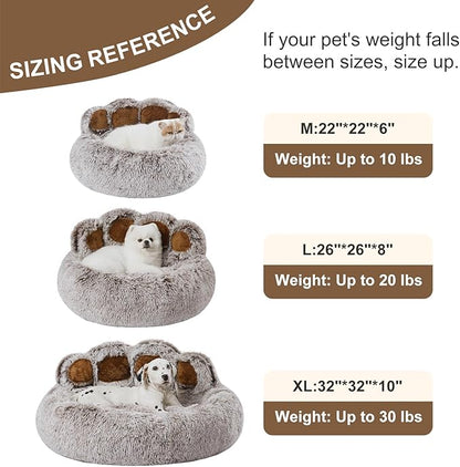 Jiupety Pet Round Bed of Paw Shape (22"×22"×6"), Gray