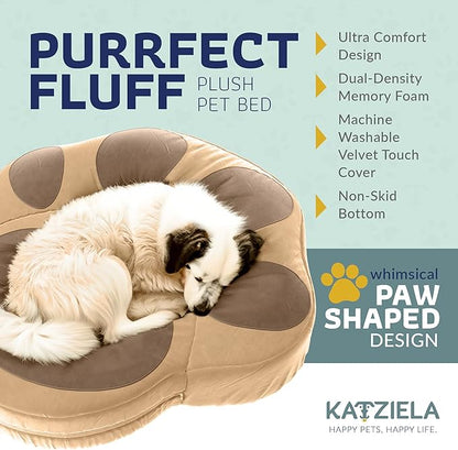 Katziela Purrfect Fluff Paw-Shaped Pet Bed 30x30x6 Washable