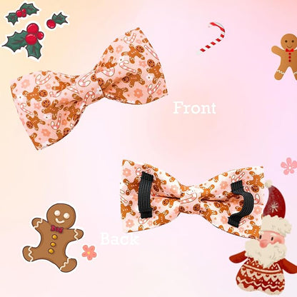 Lionheart glory Christmas Dog Collar, Pink Dog Bow Collar Adjustable Soft and Comfortable Bowtie Collars for Small Dogs Girl or Boy Pet Gift Fall Collar Dog Bow