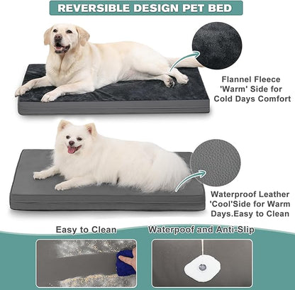 Vonabem Waterproof Dog Beds for XXL Large Jumbo Dogs 48 inch, 47"x29", Gray