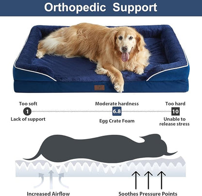 WNPETHOME Waterproof Dog Beds for Jumber Dogs, Orthopedic XXLarge Dog Bed with Sides, Big Dog Couch Bed with Washable Removable Cover, Pet Bed Sofa with Non-Slip Foam for Sleeping