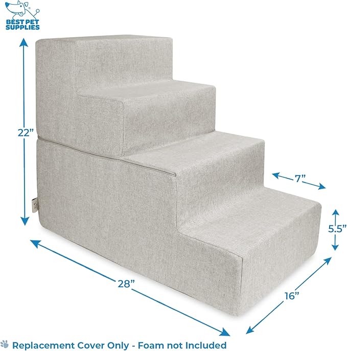 Best Pet Supplies Foldable Pet Stairs Cover for Foam Dog Ramps 4-Step