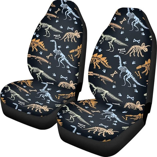 UNICEU Dinosaur Skeleton Front Seat Covers 2 Pack