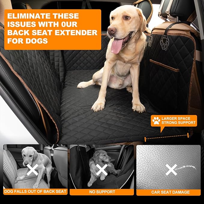 Dog Car Seat Cover with Sturdy Hard Bottom 400lb Capacity,