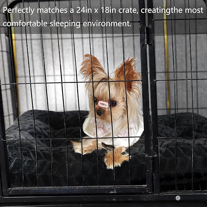 Dog Crate Mat for Dog Cages Black Dog Bed for Small Dogs 24 Inch Dog Crate Bed Washable Dog Mats for Sleeping 25 lbs