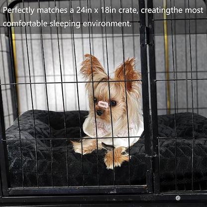 Dog Crate Mat for Dog Cages Black Dog Bed for Small Dogs 24 Inch Dog Crate Bed Washable Dog Mats for Sleeping 25 lbs