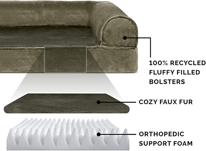 Furhaven Orthopedic Dog Bed for Medium/Small Dogs w/ Removable Bolsters & Washable Cover 35 lbs