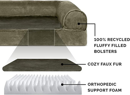Furhaven Orthopedic Dog Bed for Large/Medium Dogs w/ Removable Bolsters & Washable Cover 55 lbs