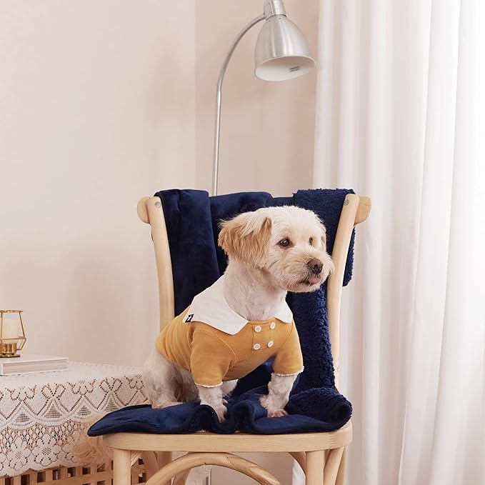 NICETOWN Waterproof Dog Blanket Soft Fluffy Plush Pet Blanket with Reversible Sherpa Couch Bed Cover Furniture Protector Throw Blanket for Cats & Dogs 40" x 50", Navy