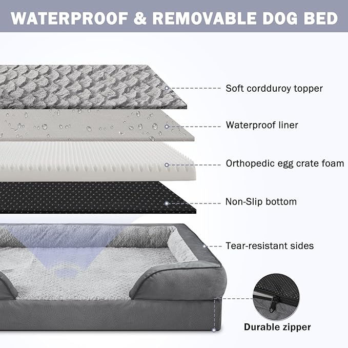 INVENHO Orthopedic Dog Bed for Large Dogs