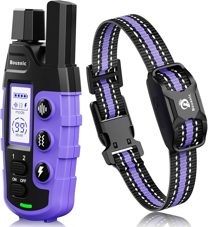 Bousnic Dog Shock Collar 3300Ft Training 5-120lbs Small (1-8), Shake(1-16), Shock(1-99) Modes