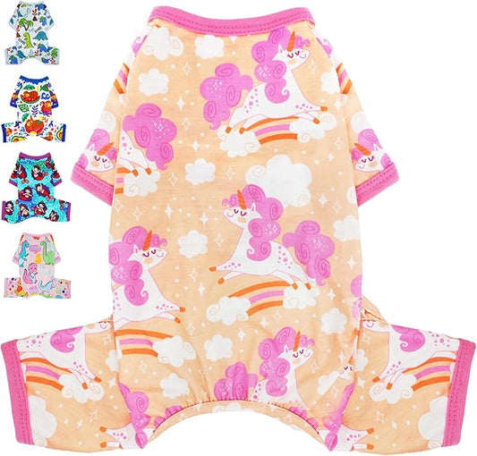 Dog Pajamas Spring Summer Dog Clothes for Small Medium Dogs Girl Boy Cute Soft Puppy Pjs Clothes Doggie Onesies Cat Pet Jammies Outfit (Medium)