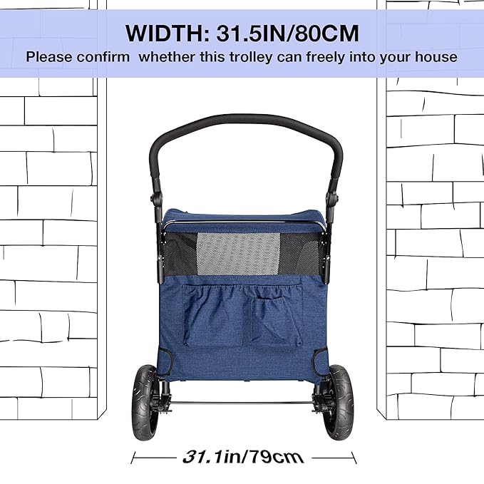 IREENUO 4 Wheels Dog Stroller for Large Pet Jogger Stroller for 2 Dogs 110 lbs