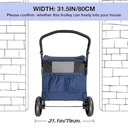 IREENUO 4 Wheels Dog Stroller for Large Pet Jogger Stroller for 2 Dogs 110 lbs