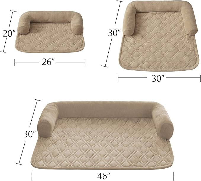 Ameritex Pet Dog Bed Coral Fleece Furniture Cover with Anti-slip Back Suitable for Bed and Sofa Super Soft (Medium-30 x30, Beige)