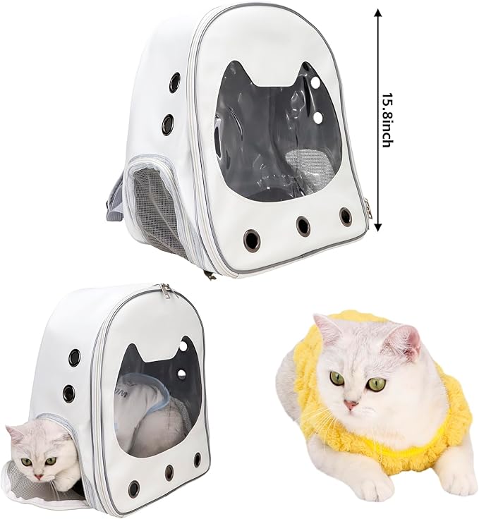 Abraza Pet Carrier Backpack Cat Backpack Pet Carrier Airline Approved Travel Carrier for Small Dogs Cats Foldable Easy to Carry Hiking Travel Camping White