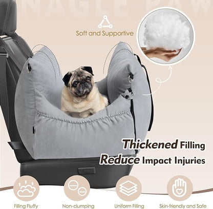 2-in-1 Small Dog Car Seat & Car Bed, Waterproof Puppy Car Seat with Thickened Filling for Small Dogs Under 25, Detachable Car Carrier for Front & Back Seat, Portable Small & Medium Dog Car Travel Bed