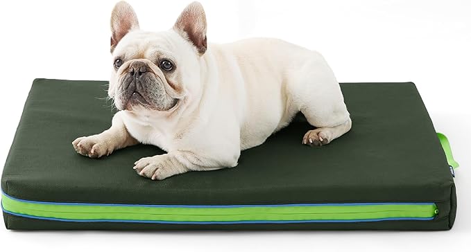 Bedsure Chewproof Durable Outdoor Waterproof Dog Bed with Heavy Duty Cover (30"x20", Moss