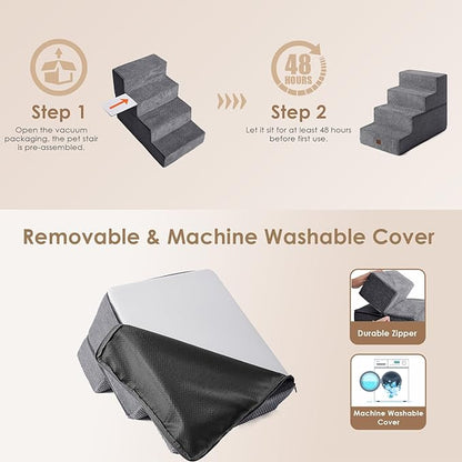 EHEYCIGA Dog Stairs for Bed 18”H 4-Step Dog