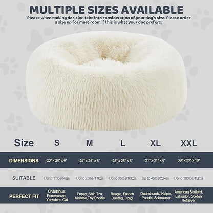 Calming Dog Bed for Small Dogs 20", Pearl