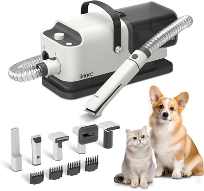 A100 Dog Grooming Vacuum & Dryer, All in One 26000Pa Dog Grooming Kit for Shedding Grooming, Pet Grooming Vacuum for Dogs with Clippers, Adjustable Speed and Temperature Control Dog Blower