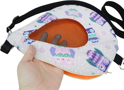 Sugar Glider Bonding Pouch Carrier Bag with Mesh Window Adjustable Strap for Ferret Rat Small Pets