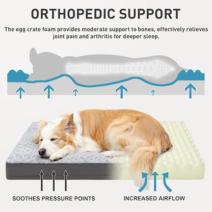 Dog Crate Bed Waterproof Dog Beds for Large Dogs Rose Velvet Soft Fluffy Washable Dog Bed with Removable Cover & Anti-Slip Bottom 41 x 27 Inch,