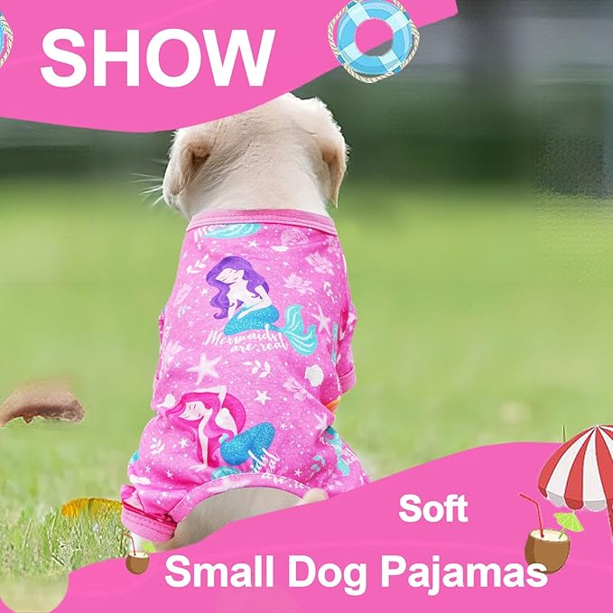 Dog Pajamas for Small Medium Dogs Summer Cute Dog Clothes Boy Girl Dog Pjs Soft Stretchy Doggie Puppy Clothes Cat Pet Jammies Outfit (Pink