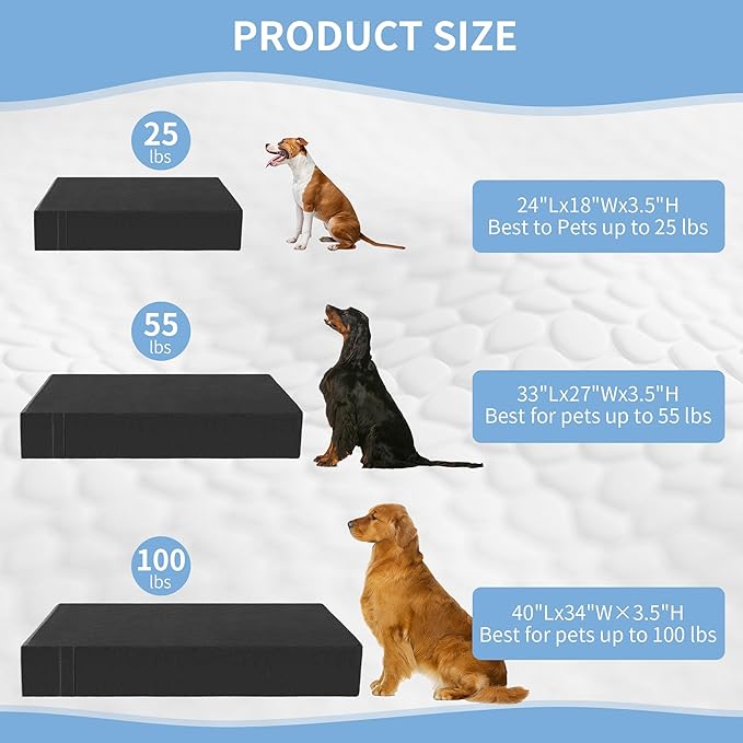 MABOZOO Chew Proof Dog Bed 3.5‘’ Extra (40x34 inch)