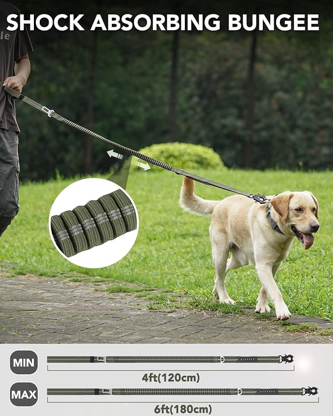 Joytale Tactical Dog Leash Heavy Duty 4-6FT Shock 2 Padded