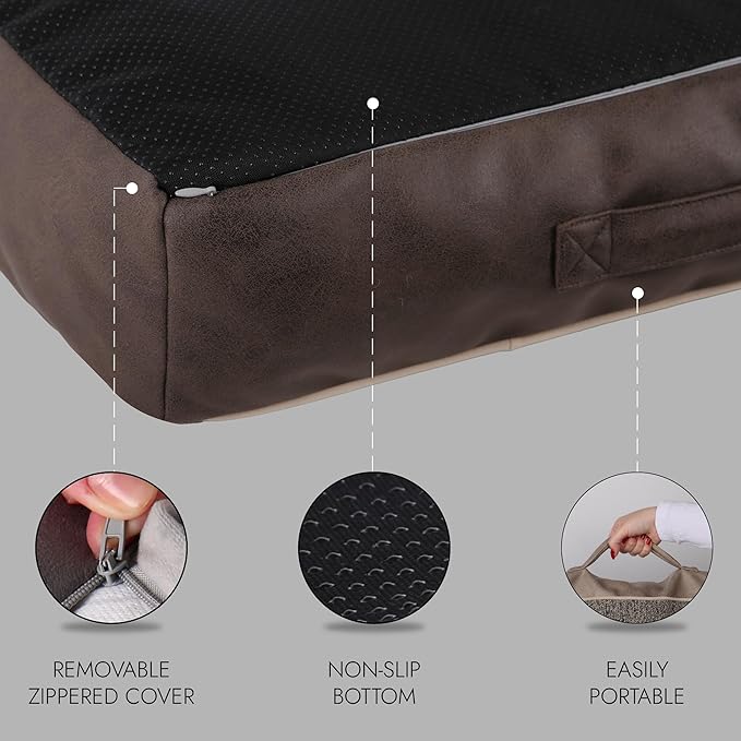 Memory Foam Dog Bed for Medium Dogs- Waterproof Dog Bed Mat with Removable Washable Cover