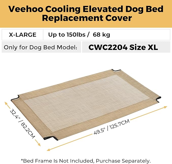 Veehoo Dog Bed Replacement Cover for CWC2204, Size XL, Beige Coffee