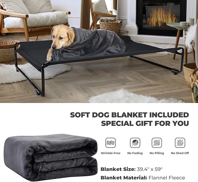 Veehoo Medium Elevated Dog Bed with Flannel Dog Blanket CWC2201B