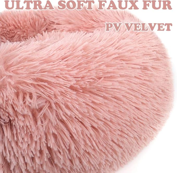 otoez Round Donut Dog Bed for Small Dogs (23.6", Pink)