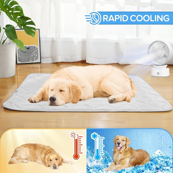 Rywell Cooling Mat for Dogs Q-Max>0.5, Durable&Versatile Scratches&Chewing,40 * 60IN Washable