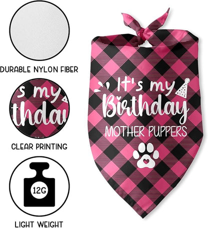 It's My Birthday Mother Puppers Pink Dog Bandana